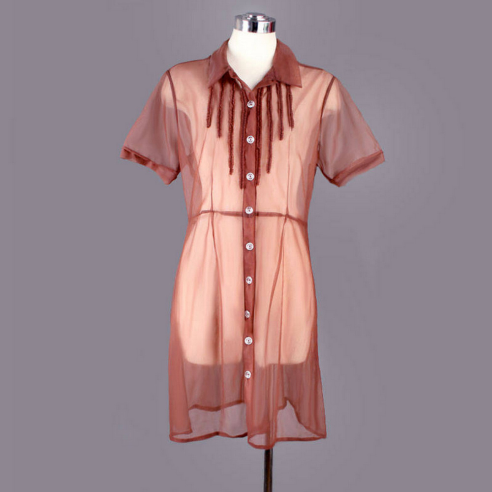 50's Brown Sheer Chiffon Vintage Dress